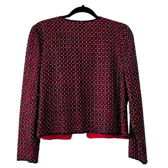 EUC Vintage Sténay 100% Silk Beaded Jacket in Red and Black size M - Picture 3 of 14